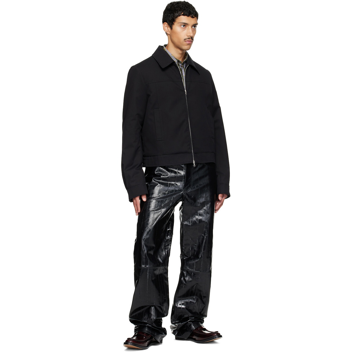 Dries Van Noten Black Loose Leather Pants