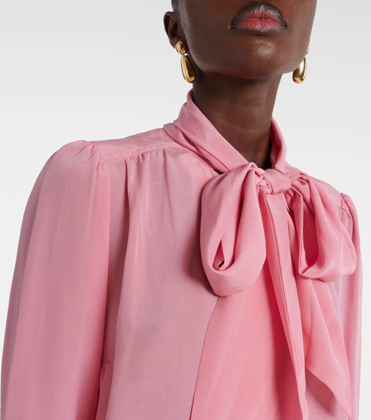Rixo Wilhelmina tie-neck silk blouse