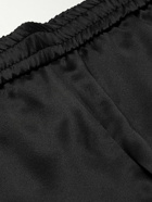 SAINT LAURENT - Tapered Silk-Satin Drawstring Trousers - Black