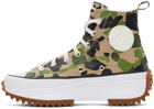 Converse Beige & Green Archive Print Run Star Hike High Sneakers