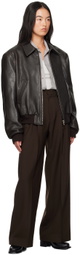 Recto Brown Ben Shrunken Leather Jacket