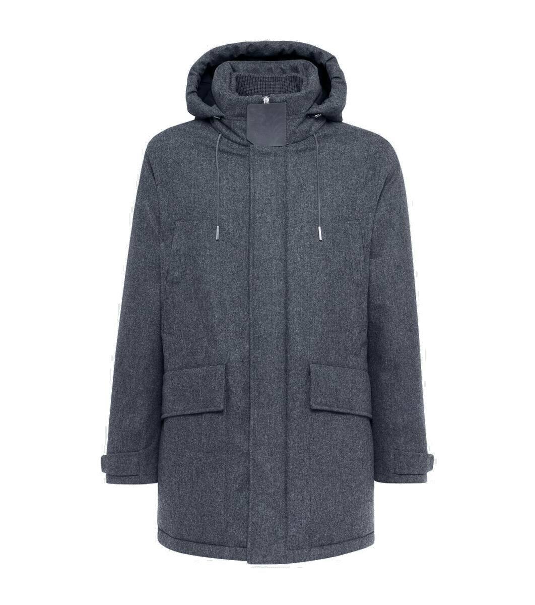 Zegna - Suede-Trimmed TECHMERINO™ Wool Hooded Down Parka - Blue Zegna