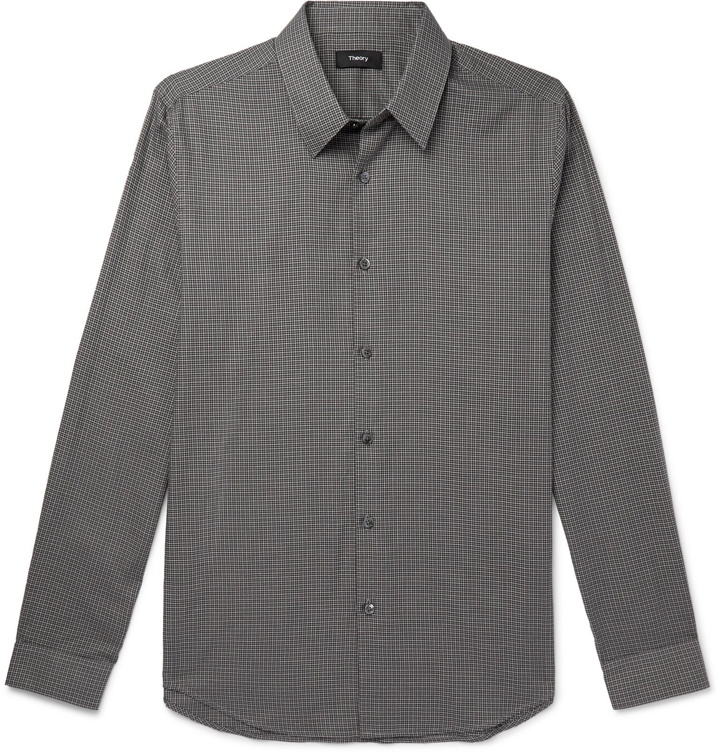 Photo: Theory - Irving Checked Cotton Shirt - Gray