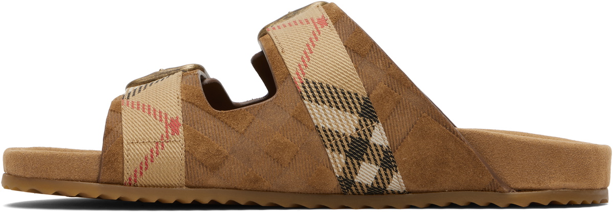 Burberry Brown Check Suede Urchin Sandals