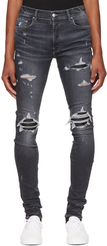 Photo: AMIRI Gray Leather MX1 Jeans