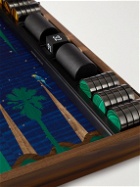 Alexandra Llewellyn - Midnight Marquetry Wood, Leather and Multi-Stone Backgammon Set