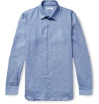 Loro Piana - Mélange Slub Linen Shirt - Blue