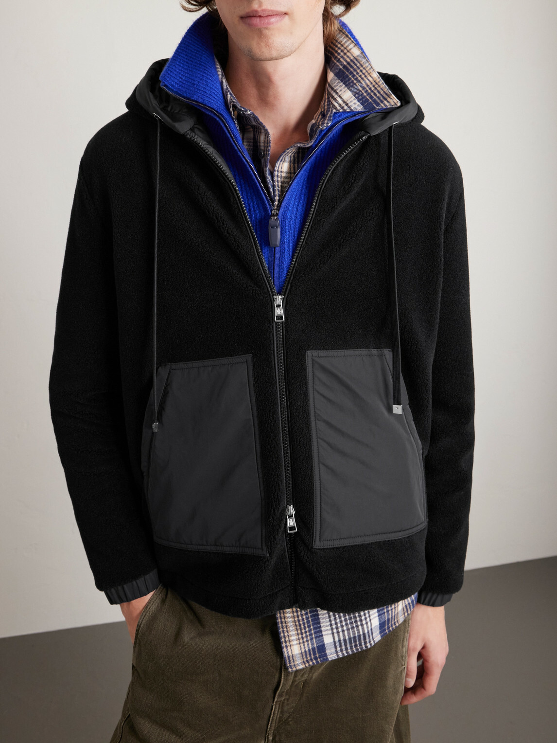 Moncler - Teddy Fleece Zip-Up Hoodie - Black