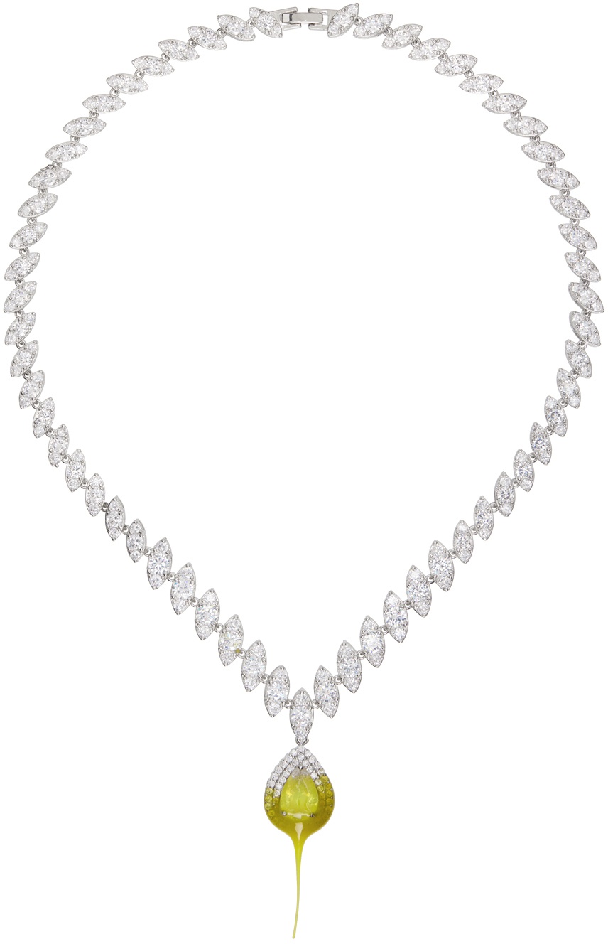 Ottolinger Silver & Yellow Crystal Dip Necklace