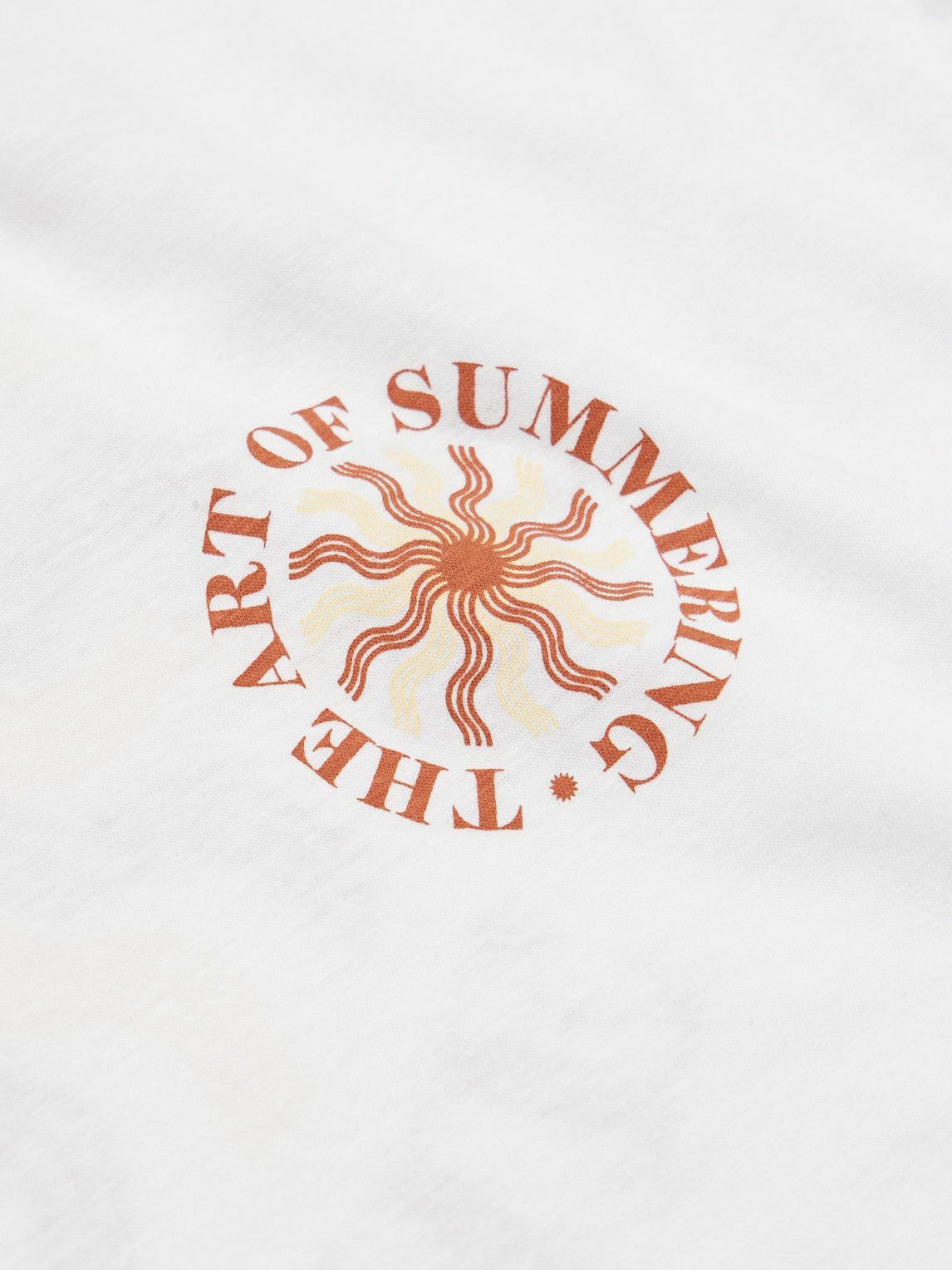 Frescobol Carioca - Dinis Clube de Praia Printed Cotton and Linen-Blend Jersey T-Shirt - White