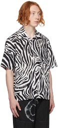 Aries White & Black Zebra Print Short Sleeve Shirt