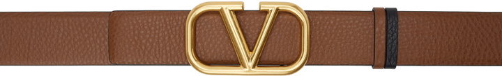 Photo: Valentino Garavani Brown & Black VLogo Signature Reversible Belt