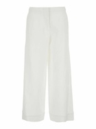 Merci White Pants With Hidden Front Closure And Turn-up Edges In Fabric Woman