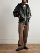 LOEWE - Leather Hooded Bomber Jacket - Black