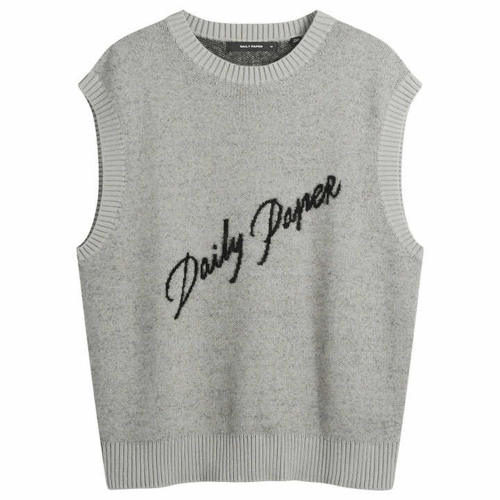 Photo: Daily Paper Men's Script Logo Knit Vest in Desert Sage