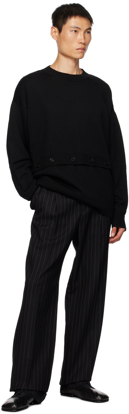 Botter Black Pinstripe Trousers