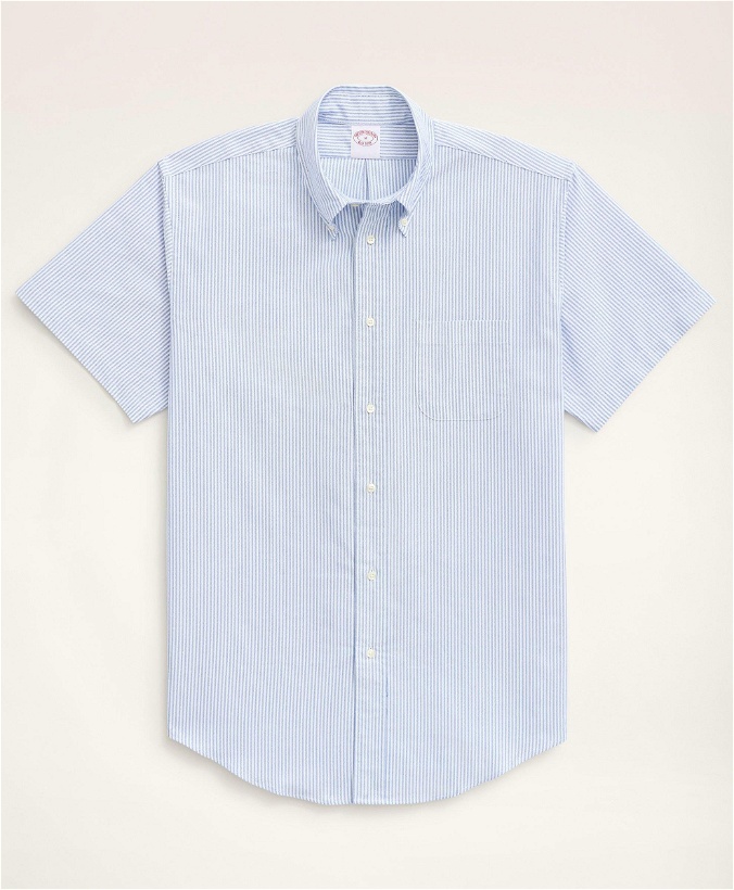 Photo: Brooks Brothers Men's Original Polo Button-Down Oxford Shirt Short-Sleeve, Candy Stripe | Blue