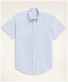 Brooks Brothers Men's Original Polo Button-Down Oxford Shirt Short-Sleeve, Candy Stripe | Blue