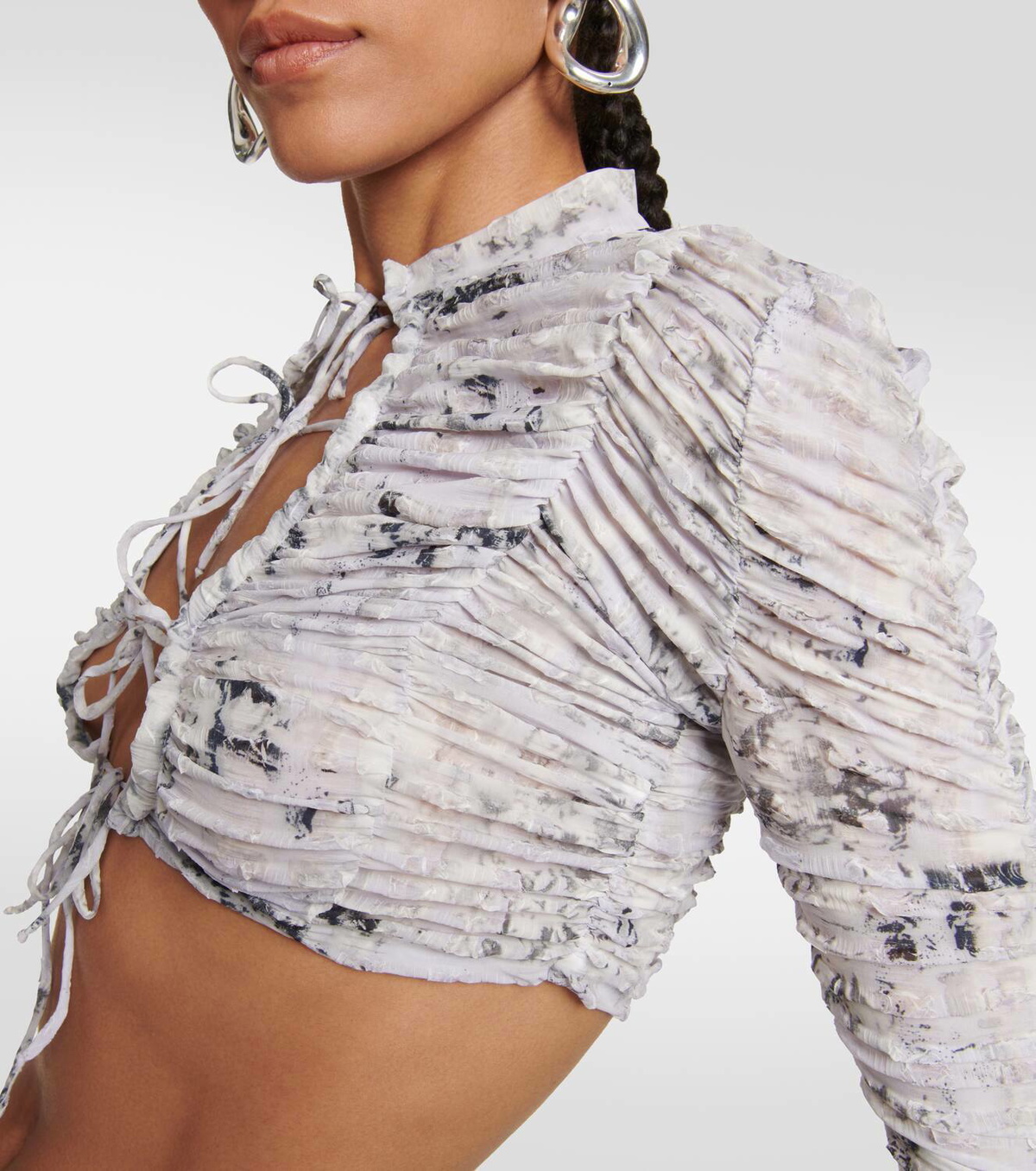 Roberta Einer Tie-front printed cropped cardigan