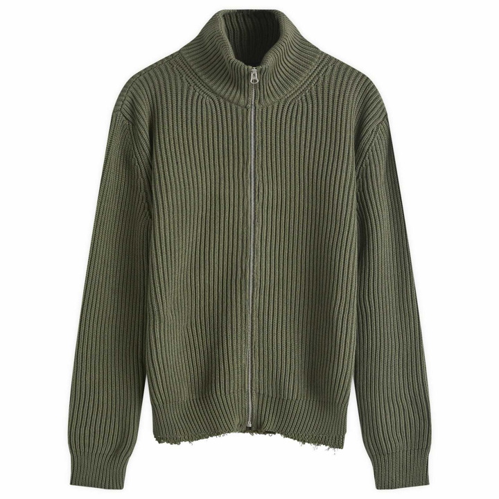 Photo: MM6 Maison Margiela Men's Ribbed Zip Cardigan in Khaki