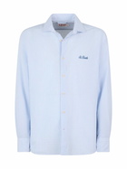MC2 Saint Barth Man Seersucker Cotton Shirt Pamplona With Light Blue Stripes