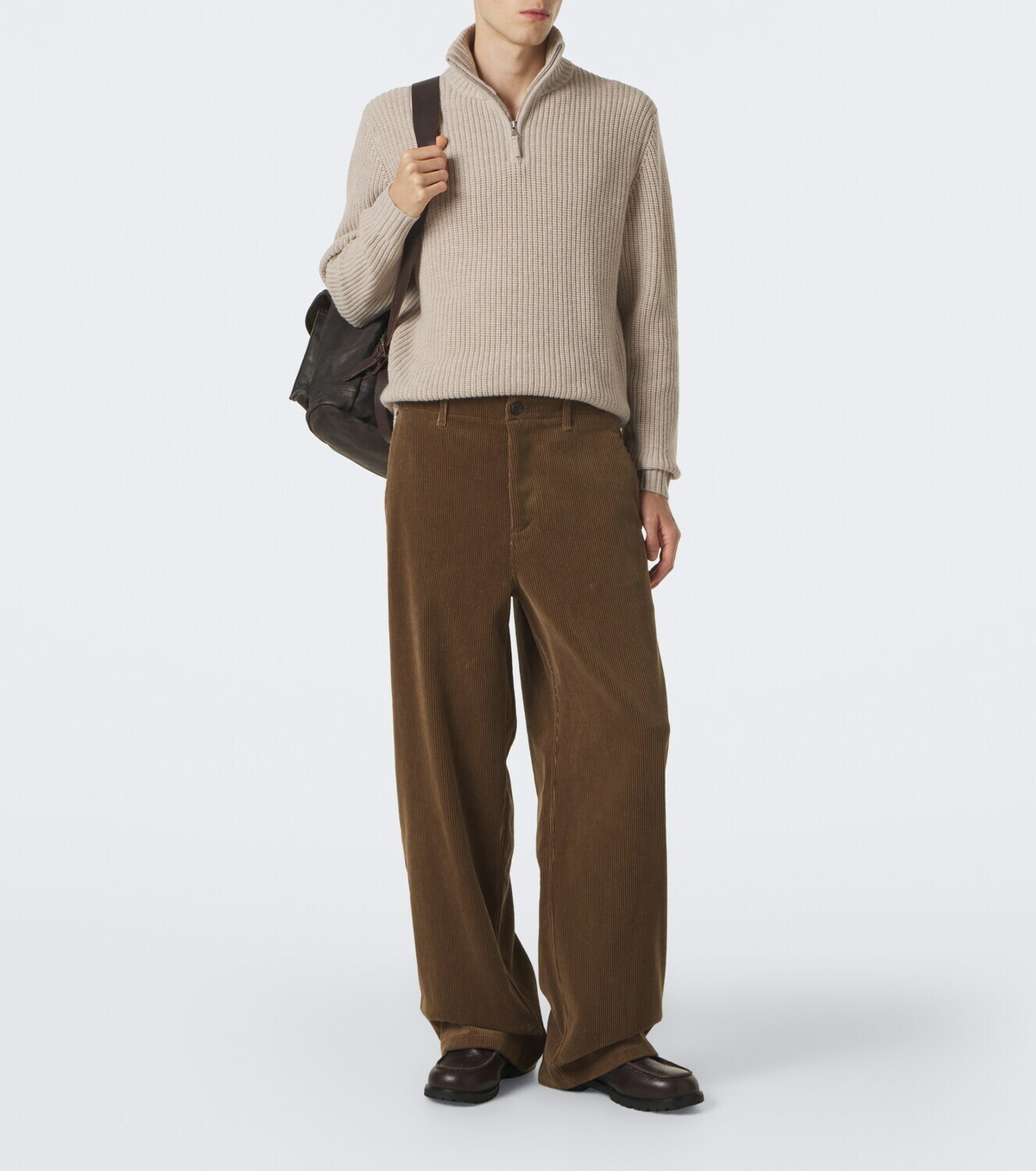 Allude Wool and cashmere half-zip sweater