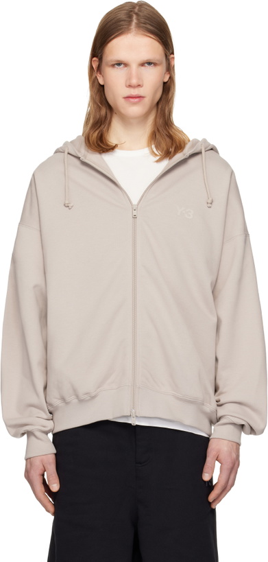 Photo: Y-3 Taupe Brushed Terry Zipper Hoodie