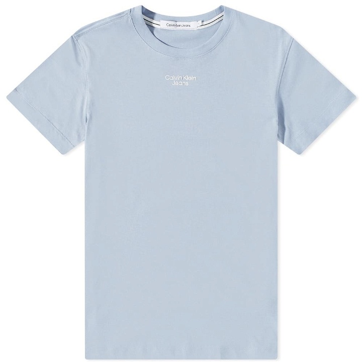 Photo: Calvin Klein Men's Stacked Logo T-Shirt in Sky Blue