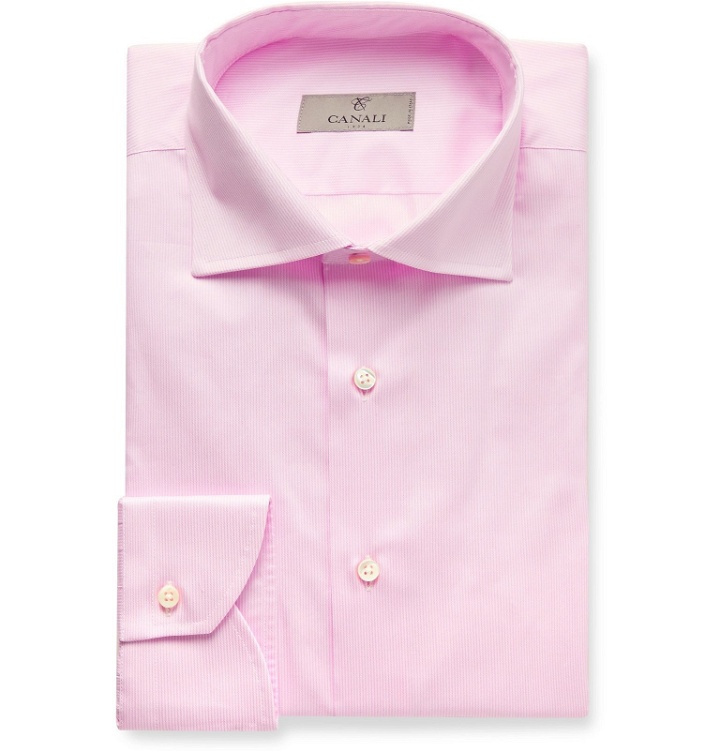 Photo: Canali - Light-Blue Striped Cotton Shirt - Pink