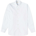 Our Legacy Men's Striped Borrowed Shirt in Blue Sapphire Pinstripe