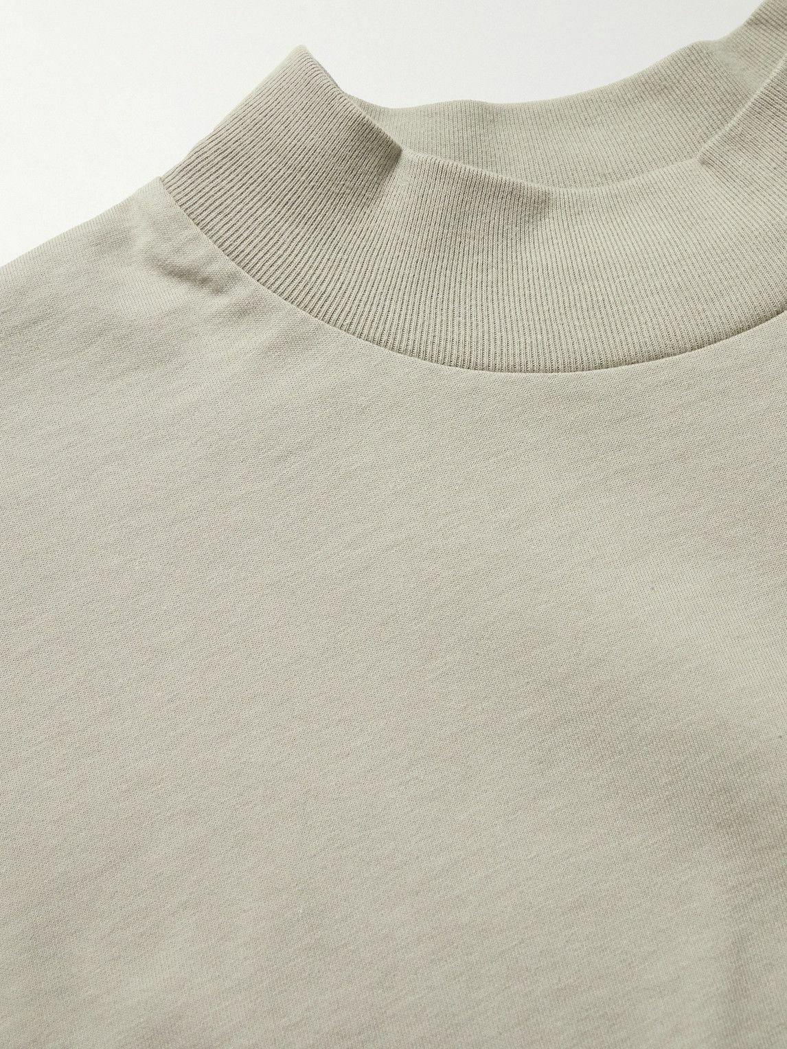 FEAR OF GOD ESSENTIALS - Logo-Appliquéd Cotton-Jersey Mock-Neck T-Shirt -  Gray Fear Of God Essentials