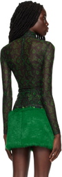 SHUTING QIU Green & Black Floral Turtleneck