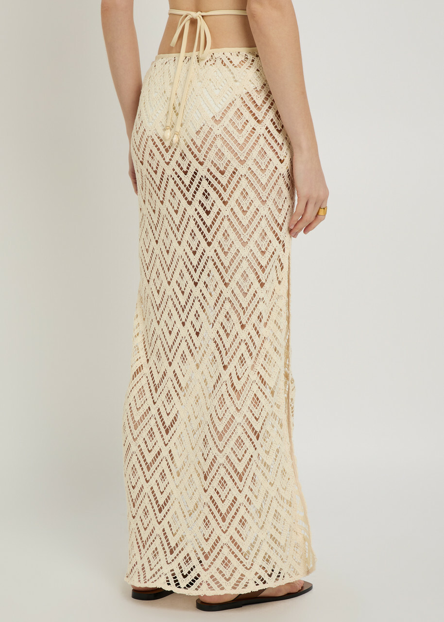 Johanna Ortiz Soul Open-knit Cotton Maxi Skirt Ecru