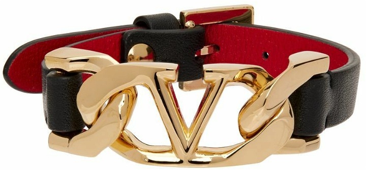 Photo: Valentino Garavani Black VLogo Chain Leather Bracelet