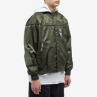 Comme Des Garçons Homme Men's Nylon Twill 3 Layer Bomber Jacket in Khaki