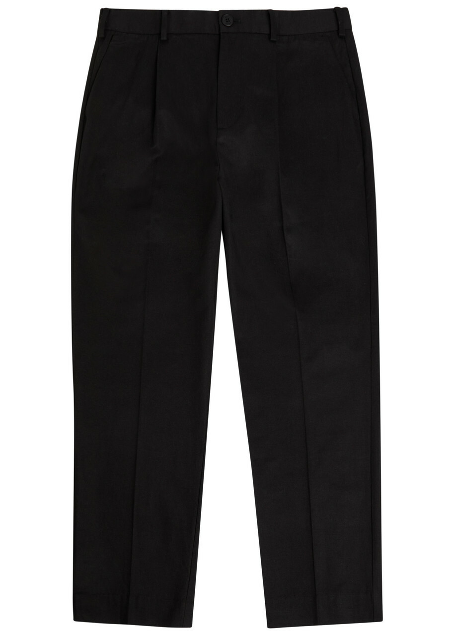 Wax London Aubyn Tapered-leg Twill Trousers Black