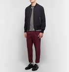 AMI - Slim-Fit Tapered Pleated Stretch-Twill Trousers - Burgundy