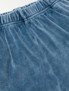 Les Tien - Tapered Garment-Dyed Cotton-Blend Velour Sweatpants - Blue