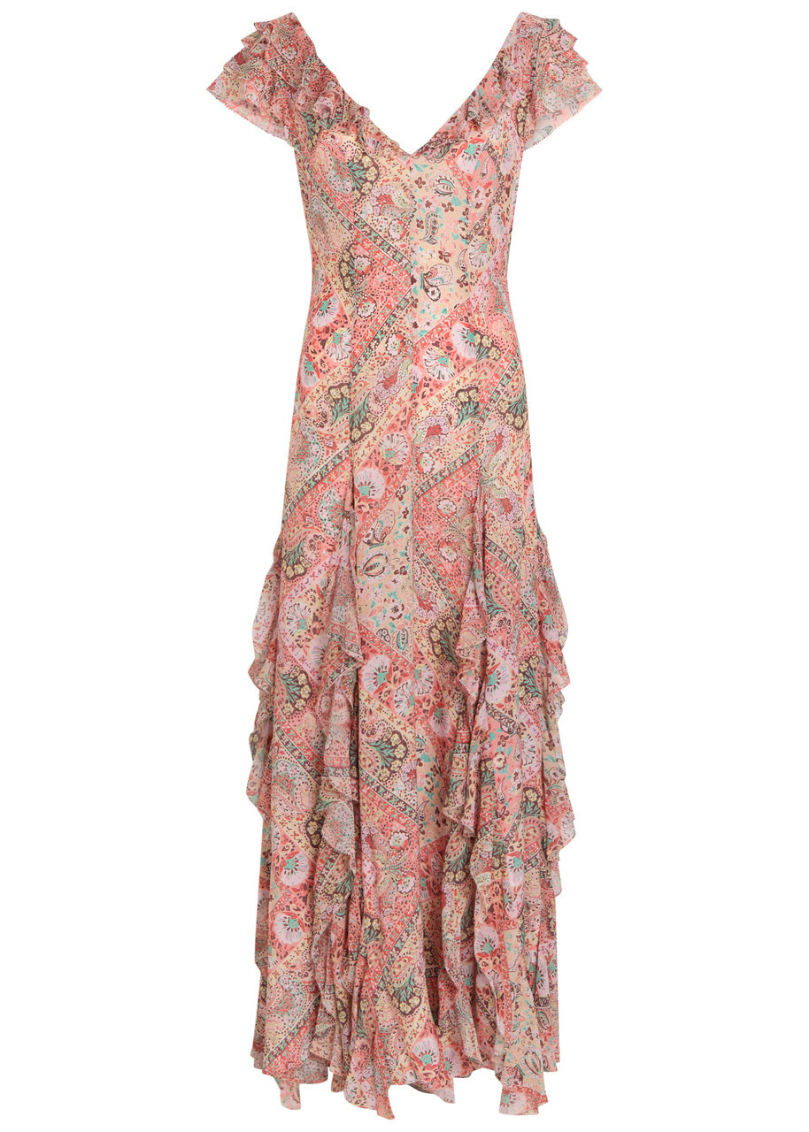 Rixo Ambika Patterned Silk-chiffon Maxi Dress Multicoloured