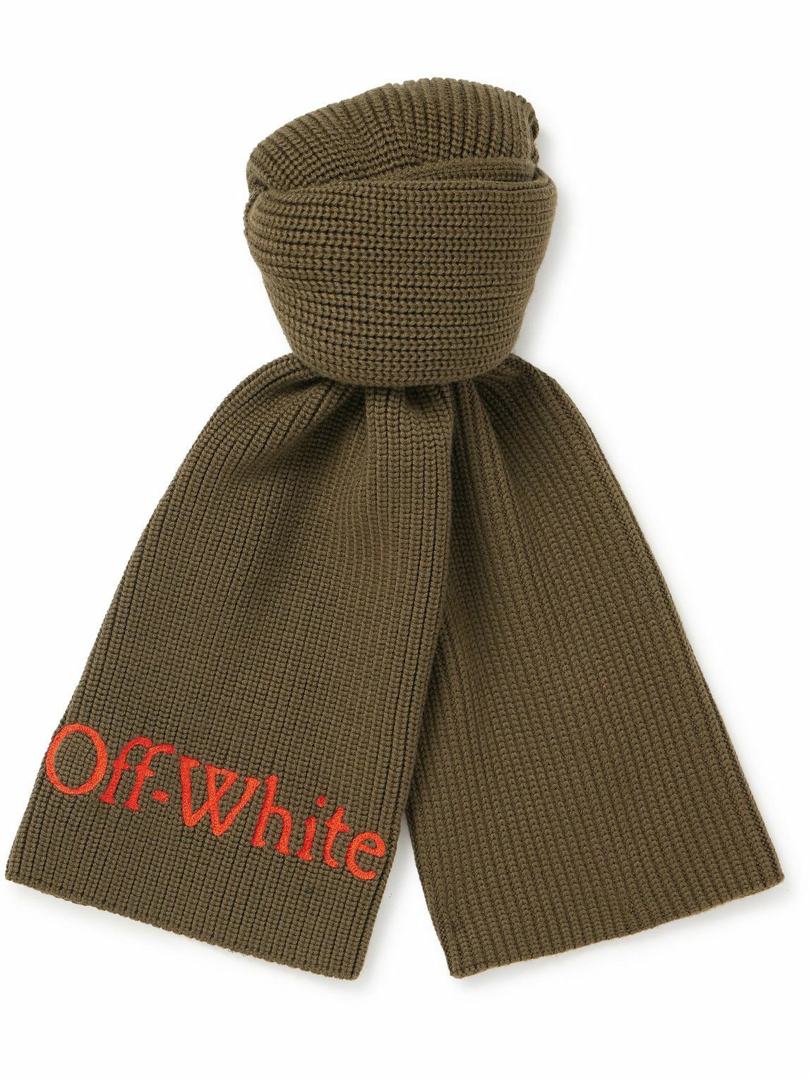 Photo: Off-White - Bookish Logo-Embroidered Virgin Wool Scarf