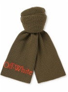 Off-White - Bookish Logo-Embroidered Virgin Wool Scarf