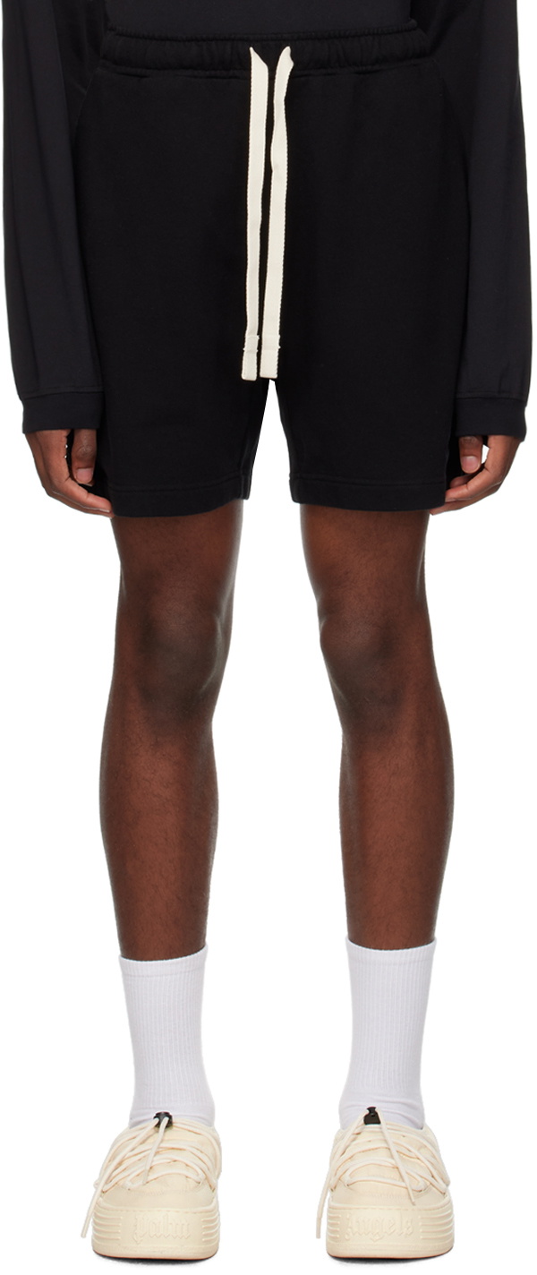 Palm Angels Black Embroidered Shorts Palm Angels