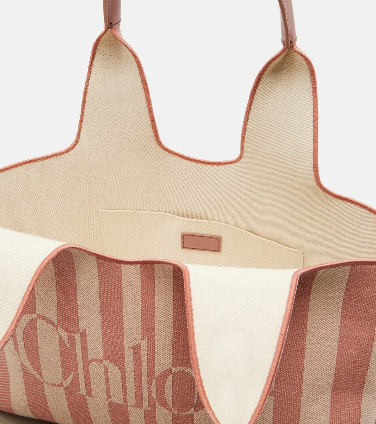 Chloé Chloé Stripy Large logo canvas tote bag