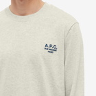 A.P.C. Men's Long Sleeve Olivier Embroidered Logo T-Shirt in Heathered Ecru