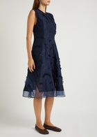 3.1 Phillip Lim Floral-embroidered Fringed Cotton Midi Dress Navy