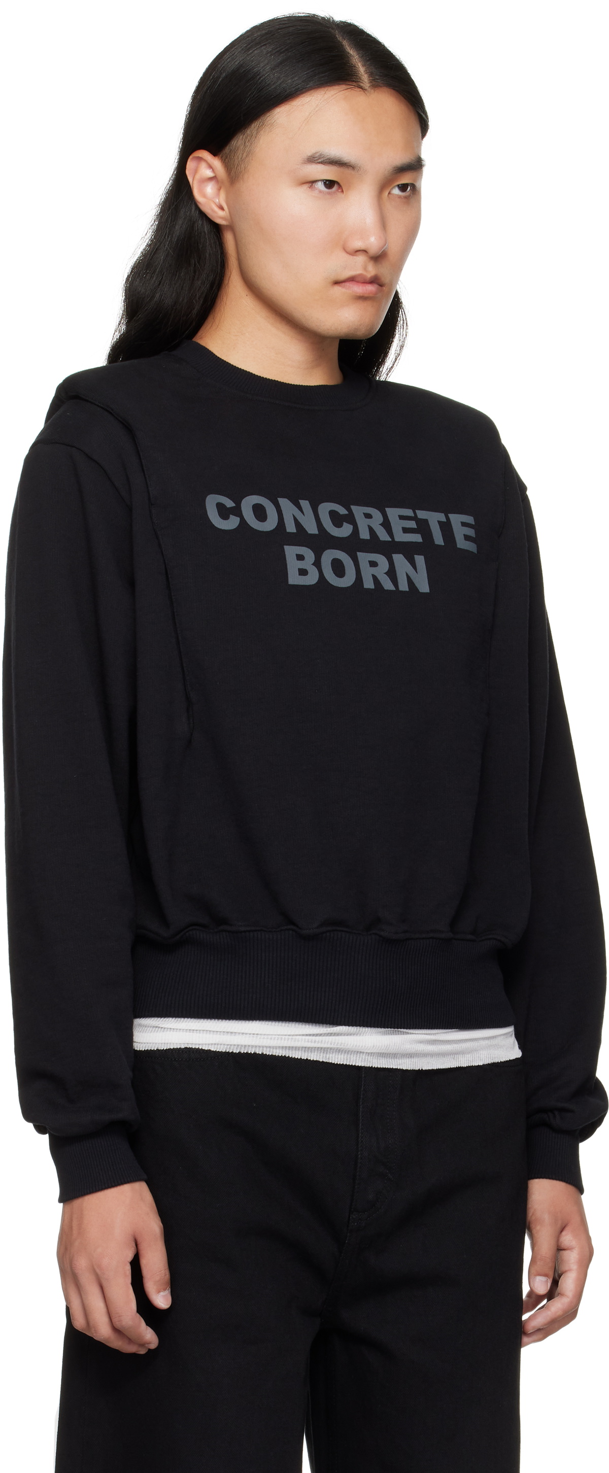Han Kjobenhavn Black Collared Crewneck Sweatshirt