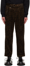 SOPHNET. Brown Paisley Trousers