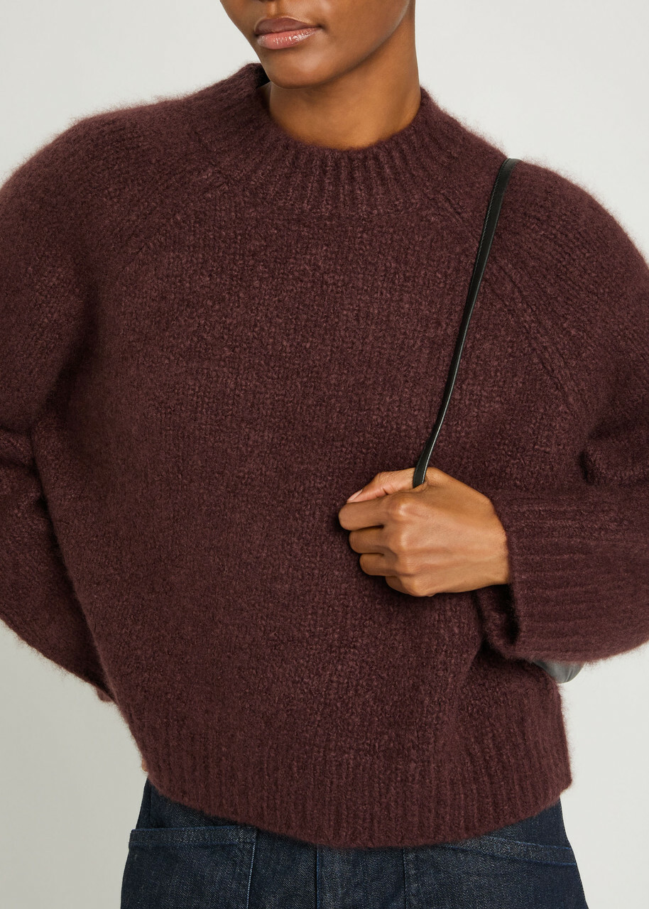 Nili Lotan Tomaso Cashmere and Silk-blend Jumper Burgundy