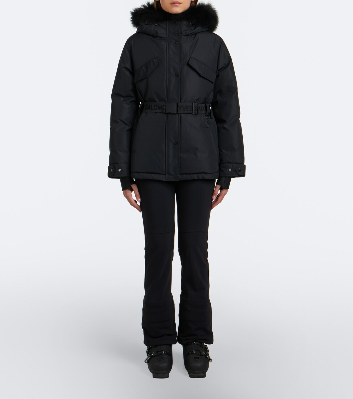 Yves Salomon Belted shearling-trimmed ski jacket