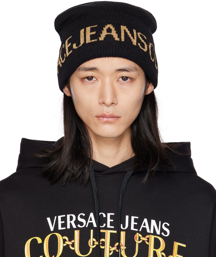 Photo: Versace Jeans Couture Black Jacquard Beanie